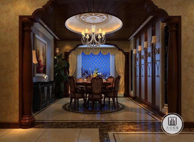 餐厅的简单造型设计，和客餐整体融入一体，把气氛融合得恰到好处。